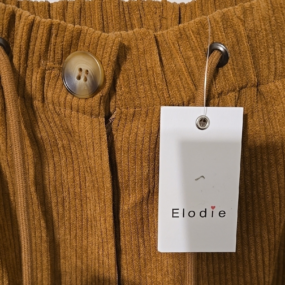 ELODIE Womens Tan Corduroy Relaxed-Fit Pants NWT - Picture 2 of 4